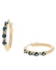 Alternating Dark Blue Sapphire and Diamond Hoop Earrings in Yellow Gold
